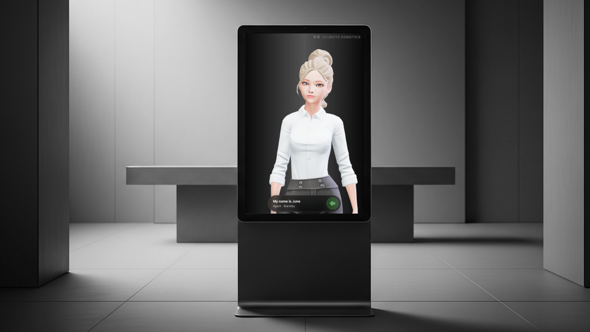An AI Receptionist Robot, Spatial Agents Kiosk.