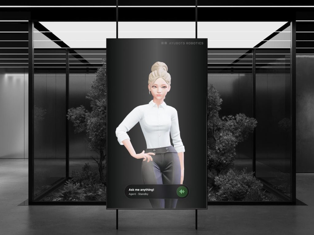 Spatial Agents AI front desk using a digital signage